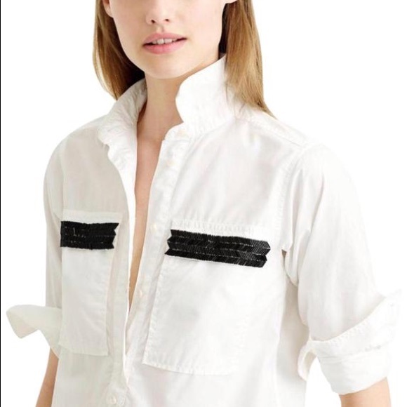 J. Crew Tops - J.Crew beaded chevron popover NWT